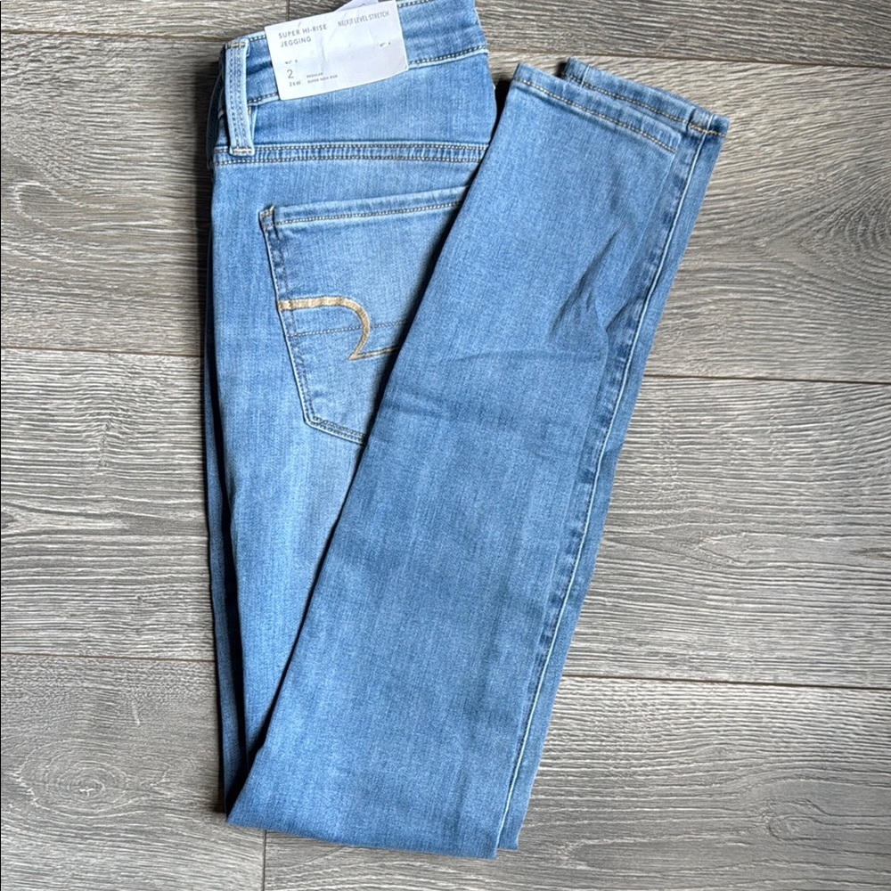 American Eagle Light Blue Denim Skinny Jeggings 2